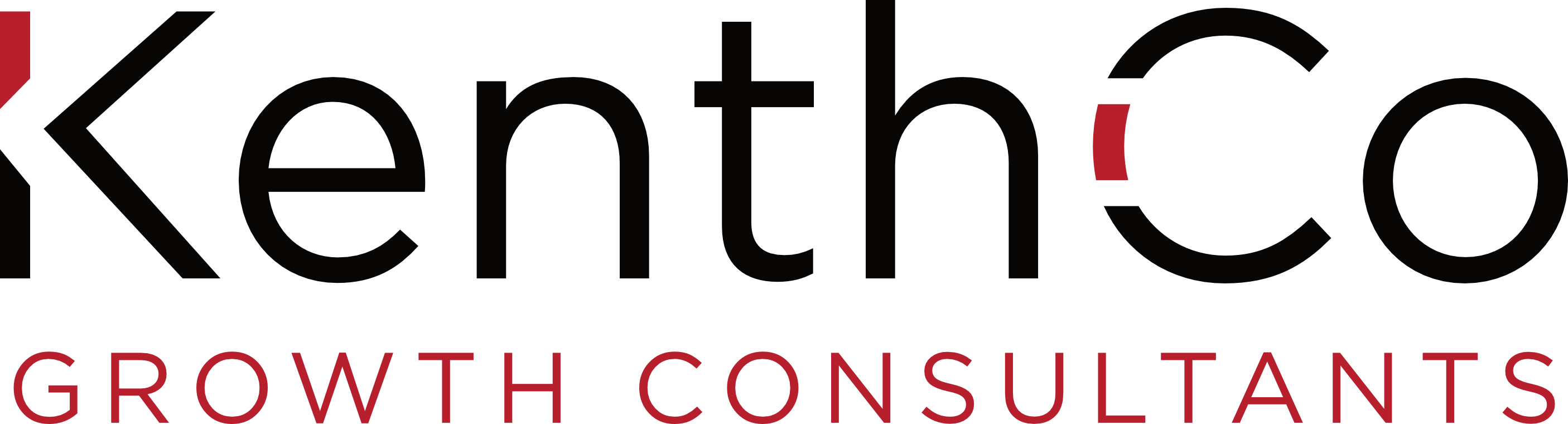KenthCo text logo in black font with Growth Consultants subtext in red.